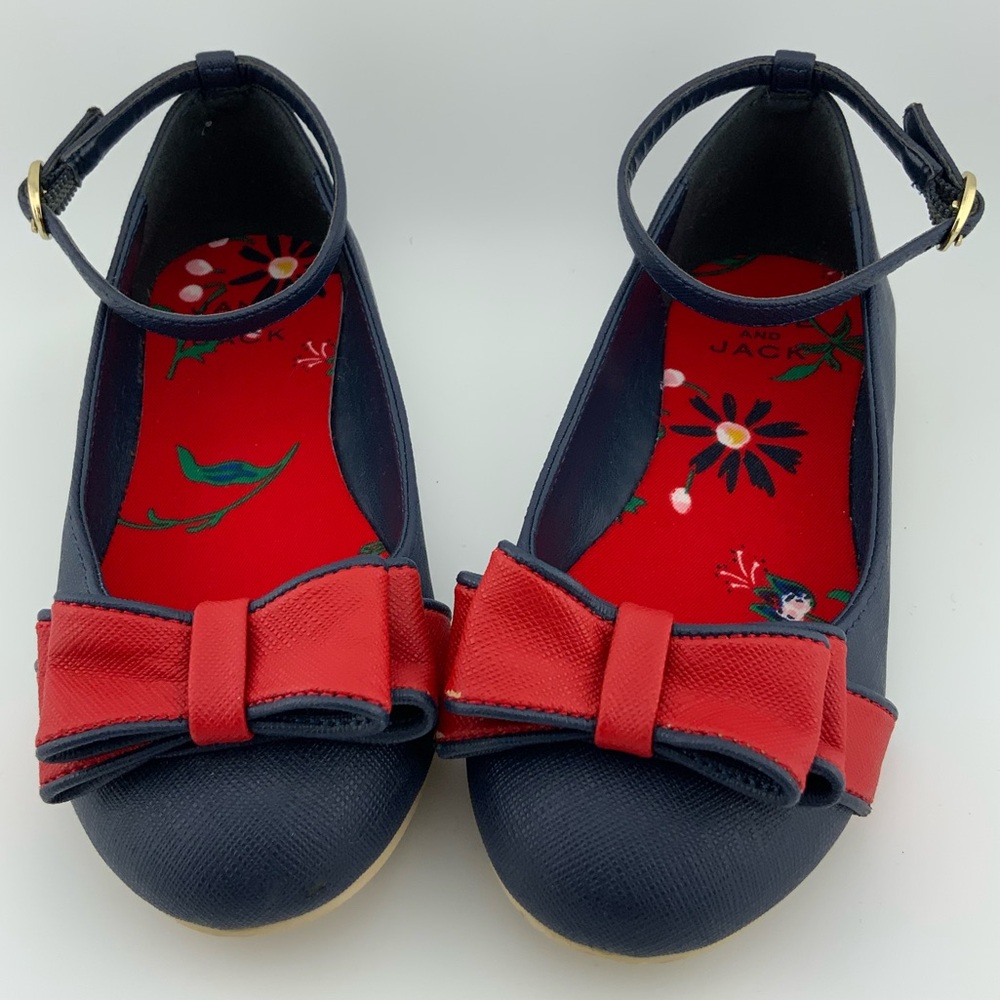 Janie and Jack Blue and Red Bow Dress Shoes